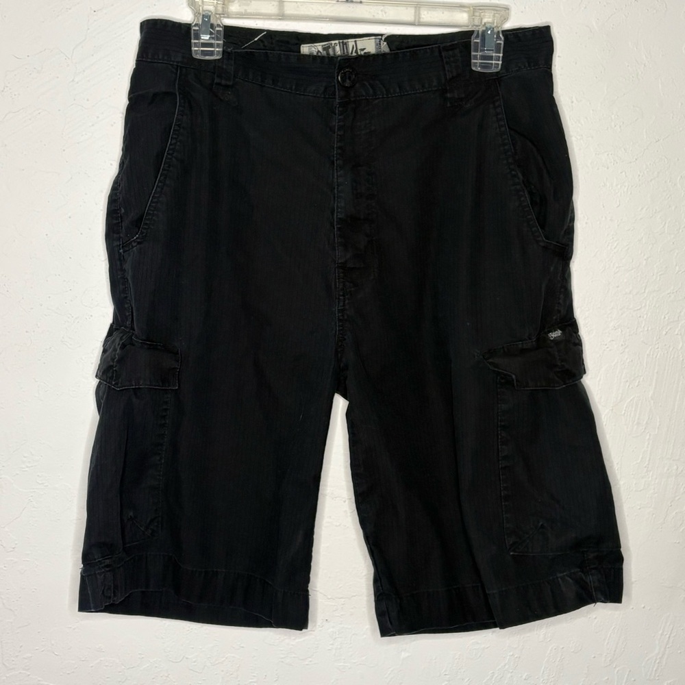 Gotcha Cargo‎ Shorts Mens 32x10.5 Black Pinstriped Surf Skate Pocket Utility